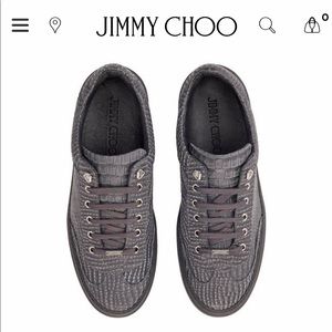 Jimmy Choo Mens Slate Crocodile Leather Trainers